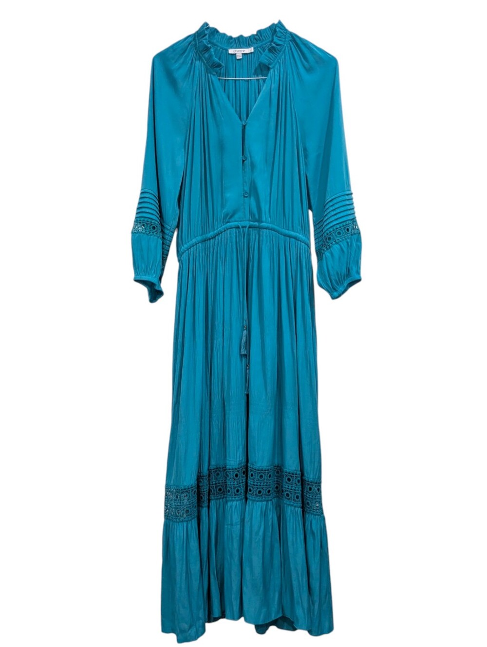 NWOT Chico’s Crinkle Teal Midi Dress Size XL